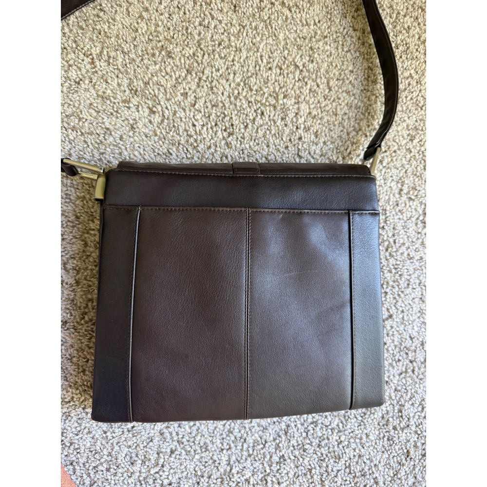 Vintage 90s Worthington Dark Brown Leather Crossbody Bag Flap Organizer Purse - Picture 9 of 10